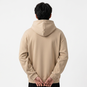 Sweat-shirt à capuche unisexe beige en polaire de qualité supérieure, pull décontracté en polyester/coton 300g, fabricant de vêtements personnalisés écologiques - Product Image 5