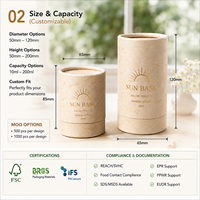 Caja de Embalaje de Tubo de Papel Kraft Ecológica Personalizada de Cualquier Tamaño con Tapa para Perfume, Cosméticos, Velas, Té, Café, Regalos