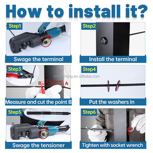 Kit de tensionnement de câble invisible en acier inoxydable T316 noir 1/8 po avec tête ronde dissimulée <span class=keywords><strong>pour</strong></span> poteaux en bois de 2 po x 2 po et 4 po x 4 po - Product Image 5