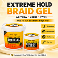 Gel Fijador para Trenzas de Fijación Extrema con Aceite de Árbol de Té, Previene la Picazón del Cuero Cabelludo, 16oz 64oz