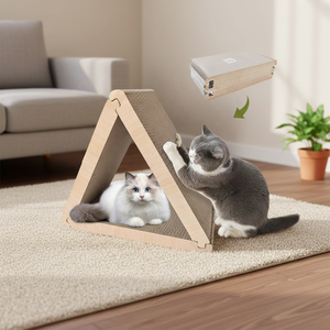 Penjualan Laris Grosir Papan Garukan Kucing Lipat Segitiga Enam Sisi Dapat Digunakan dari Karton Bergelombang. - Product Image 1