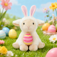 Boneka Domba Telur Paskah ODM OEM Kustom, Mainan Plush Super Lembut, Selimut Bordir, Realistis, Edukatif, Isi Kapas PP, Unisex