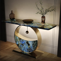 Meubles de luxe occidentaux modulaires modernes, pieds de table circulaires en acier inoxydable, console en marbre naturel, salon, appartement