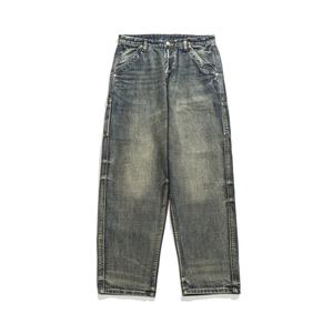กางเกงยีนส์ทรงตรงสไตล์ฮิปฮอปผู้ชายแบบเรียบง่ายสั่งทำขายส่ง ผ้าฝ้าย 100% ซักแล้ว สีอ่อน/กลาง - Product Image 6