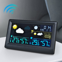 EMAF-Horloge murale électronique sans fil pour l'intérieur, station météo numérique LCD avec capteur extérieur
