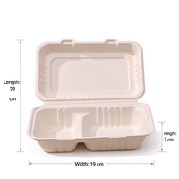 Boîte à emporter compostable en bagasse, type clamshell, à compartiment unique, jetable, pour salades, pâtes, restauration rapide et services de traiteur
