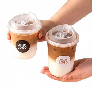 Gobelets en plastique PP jetables imprimés sur mesure en forme de U avec couvercle 12/16/24oz pour boissons chaudes/froides, jus, soda, lait, thé et mariages - Product Image 4