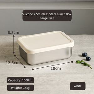 Caja de Almacenamiento de Alimentos de 720 ml, Contenedor Cuadrado de Acero Inoxidable con Tapa de Silicona, Lonchera Mediana para Niños - Product Image 4