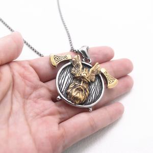 Pendentif Rétro Doré Série Viking, Pendentif en Acier Inoxydable en Forme de Personnage, Bijoux Tendance, Bijoux pour Hommes à Porter au Quotidien - Product Image 4