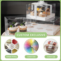 Boîte à gâteau transparente sophistiquée de bonne qualité 12,3*10,5*7,2 cm, boîte à gâteau réglable pour boulangerie, emballage en plastique pour gâteau