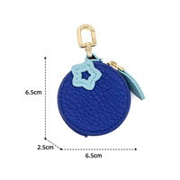 Kawaii tas pesona buah oranye dompet koin tas gantungan kunci pesona Mini kulit dompet koin Pu stroberi Lemon dompet liontin gantungan kunci