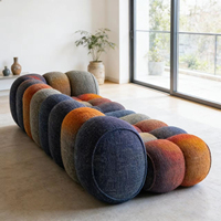 Canapé carré moderne en velours patchwork de haute qualité, coloré et personnalisable, pour salon, hôtel, école