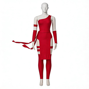 Costume de Cosplay Elektra, robe rouge, combinaison complète avec épée pour femmes, tenue d'halloween pour jeu de rôle Anime - Product Image 5