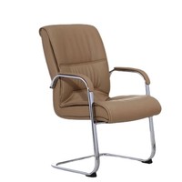 Chaise de bureau de réunion exécutive à dossier moyen en cuir PU avec cadre métallique fixe, chaises de visite