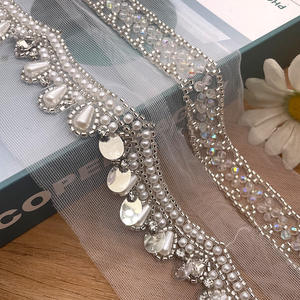 Üreticileri yeni örgü nakış inci dantel düzeltir boncuk pullu dantel kadın düğün elbisesi DIY aksesuarları - Product Image 2