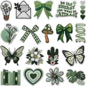 YTUSEN Patch en tissu non tissé vert rétro brodé sur le thème de l'informatique, en fil de polyester, pour vêtements en jean, motifs fleur, papillon, cœur - Product Image 1