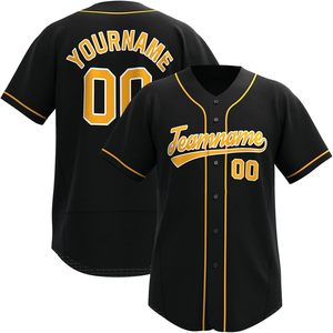 Camiseta de Béisbol Personalizada Negra y Dorada, Sublimada, Absorbente de Humedad, Uniforme Deportivo Unisex para Adultos - Product Image 1