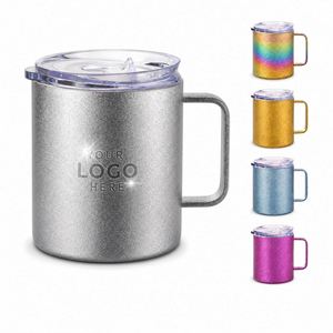 Custom Logo Corporate Gift Double Wall Titanium Coffee <b>Mug</b> with Handle and Lid Lightweight <b>Insulated</b> Camping Cup - Product Image 1