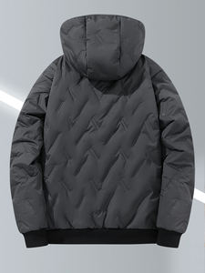 Мужская стеганая зимняя куртка с капюшоном на флисовой подкладке, теплая куртка с тиснением ягненка, модная уличная стеганая куртка, подарок для Него - Product Image 5