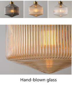 Luminaire suspendu moderne en verre teinté, lampe suspendue LED dorée pour salon, chambre à coucher, maison, loft, décoration industrielle - Product Image 3