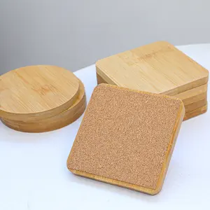 Anpassung Natur Bambus Untersetzer Cork Back VarnishL Oberflächen laser Prozess UV-Druck Blank DIY Holz getränk Bambus Untersetzer