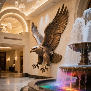 Décoration <span class=keywords><strong>murale</strong></span> publique intérieure d'hôtel moderne personnalisée Grande <span class=keywords><strong>sculpture</strong></span> <span class=keywords><strong>murale</strong></span> d'oiseau animal coulé en laiton en métal <span class=keywords><strong>Sculpture</strong></span> <span class=keywords><strong>murale</strong></span> d'aigle en bronze géant - Product Image 3