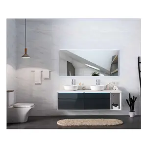 Flat Pack Germany Hotel Custom Home Melamine PVC 72 Inch Double Sinks Bathroom Vanities Combo Furniture Wash Basin Cabinet