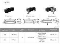 Feux de surface à LED ECE R65 Classe 2 R10 SAE, 27W, clignotants, stroboscopiques, faisceau large de 200 degrés, SA7029