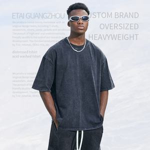 เสื้อยืดผู้ชายย้อนยุคเสื้อลายกรดซักเสื้อผ้าแนวสตรีทเสื้อยืดโอเวอร์ไซส์ออกแบบโลโก้ได้ตามต้องการ - Product Image 4