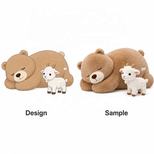 Orsetto di peluche gigante personalizzato da fabbrica, simpatico e realistico, con imbottitura in cotone PP, a forma di piccola capra da fattoria - Product Image 1