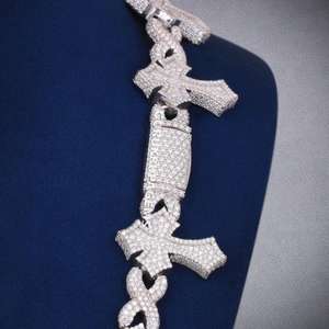 Cadena cubana de eslabones cruzados de 30 mm con moissanita VVS, plata 925, lujo, estilo hip hop, collar con incrustaciones de circonitas, regalo de boda para hombre - Product Image 3