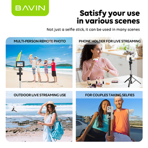 BAVIN fábrica al por mayor de alta calidad <span class=keywords><strong>AP15</strong></span> 160cm ajustable inalámbrico remoto Selfie soporte trípode Selfie Stick - Product Image 6