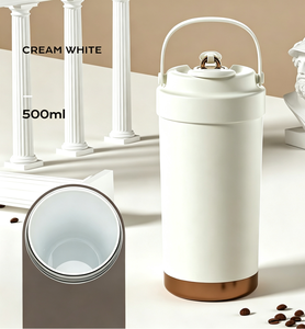 500ml Car Friendly <b>Ceramic</b> Lined Travel <b>Mug</b> Double Wall Vacuum Insulated Stainless Steel Coffee Tumbler with Handle - Product Image 1