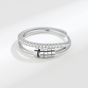 <span class=keywords><strong>Anillo</strong></span> de ansiedad minimalista para niñas, anillos giratorios antiestrés para hombres, <span class=keywords><strong>anillo</strong></span> de cuentas en espiral de acero inoxidable antiestrés, regalo de joyería - Product Image 3