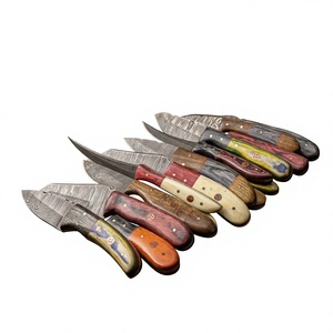 Couteau de chasse et de survie à lame fixe mini, en acier Damas de qualité industrielle, fabriqué à la main, avec manche en bois OEM - Product Image 1