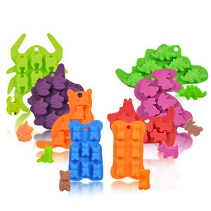 Molde <span class=keywords><strong>de</strong></span> Silicona Antiadherente para Gomitas con Forma <span class=keywords><strong>de</strong></span> Animales, Dinosaurios, Arañas, Gatos, Perros, Huesos, para Gomitas y Chocolate - Product Image 1