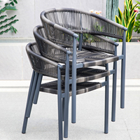 Chaise de jardin en rotin tressé empilable, résistante aux intempéries, avec structure métallique moderne, pour terrasse, café, restaurant, extérieur