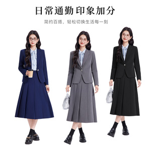 Women's Suit Set Midi Skirt Formal Business Wear Anti-Wrinkle Worsted Fabric Interview Office Outfit - Product Image 4