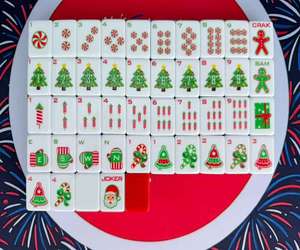 Hot Sale 160 Exquisitely Engraved Cards Red American Mahjong Set 4 Layer Acrylic Tiles for Luxury Family <b>Entertainment</b> - Product Image 2