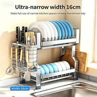 Étagère de rangement de cuisine à double niveau en acier inoxydable 304, pour comptoir, vaisselle, séchage d'air, gain de place, résistante à la rouille