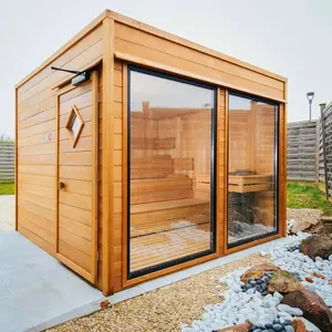 Sala de sauna de cabina de infrarrojos para exteriores con precio directo de fábrica con ducha