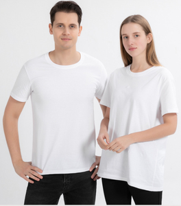 Camiseta de Verano para Hombre, Talla Grande, Lisa, con Logotipo Personalizado, Informal, Holgada, para Padres e Hijos, de Manga Corta, Blanca, 100% Algodón - Product Image 2
