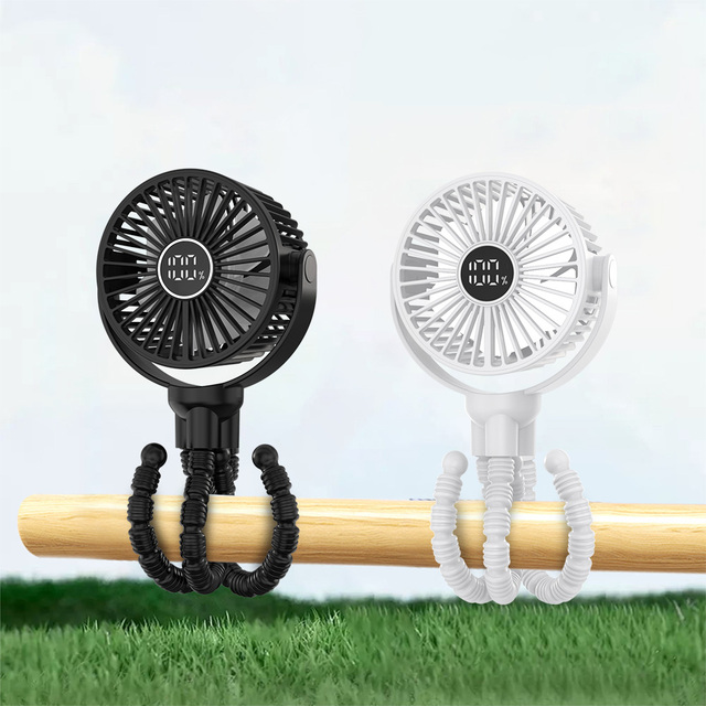 Baby Stroller Fan Flexible Adjustable 4Inch Octopus Fan Cooling Desk Mini 2000mAh Rechargeable Usb Clip Handheld Portable Fan
