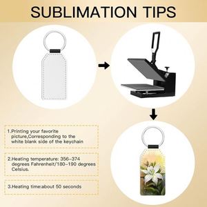 Sublimation Blank Keychain PU Leather White Keychains Ornament Pendants for Man Women Crafts Heat Transfer Keyring - Product Image 5