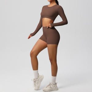 YIYI verano 10 colores conjunto deportivo para mujeres gimnasio Fitness conjuntos Push up transpirable Atlético 6 uds trajes modestos ropa de entrenamiento mujeres - Product Image 5