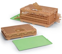 Cage à pigeons pliable et portable Crown 221-LA, en plastique, avec 2 portes latérales, nid pour oiseaux, cage de voyage