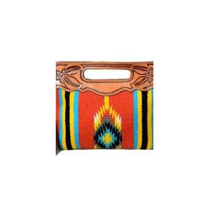 Bolso de Mano Tipo Clutch para Mujer, Diseño Geométrico, Tejido de Algodón y Poliéster con Cuero Repujado y Detalles Navajo Coloridos, Fabricantes - Product Image 2