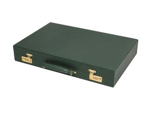 Logo Sang Trọng <span class=keywords><strong>In</strong></span> Da Chaquete Bàn Cờ Giữa Màu Xanh Lá Cây Kết Cấu Giả Da Backgammon Vali Đặt - Product Image 2