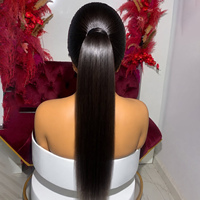 Perruque Invisible en Cheveux Humains Lisses et Droits de 30 Pouces, avec Dentelle Frontale 360 Full HD Pré-Pluckée, Densité 250%, Perruque Frontale en Dentelle 13x6