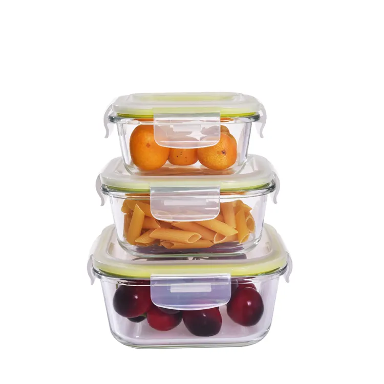 Boîte à bento hermétique, boîte à déjeuner micro-ondable ensemble de stockage de nourriture en verre
